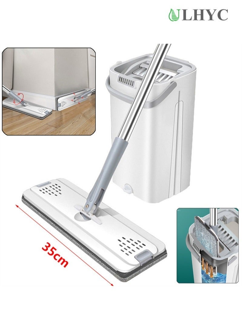 ULHYC Hands-Free Flat Floor Mop And Bucket Set For Home Floor Cleaning With Washable Microfiber Pad - Image 3