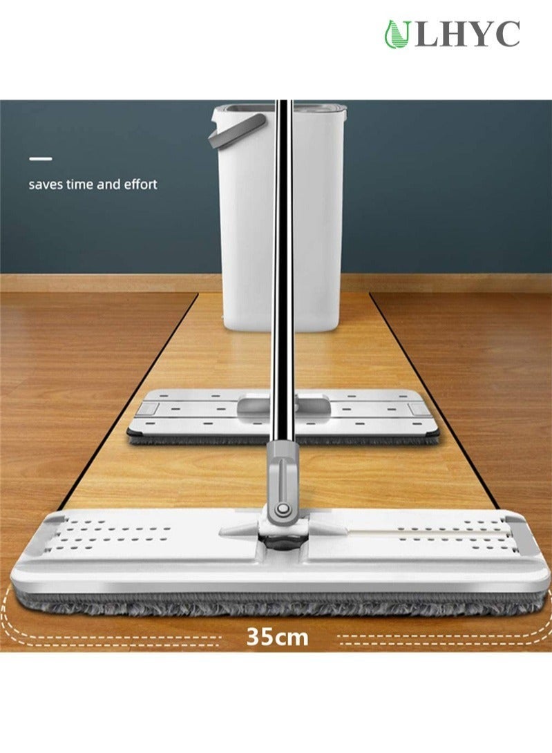 ULHYC Hands-Free Flat Floor Mop And Bucket Set For Home Floor Cleaning With Washable Microfiber Pad - Image 4