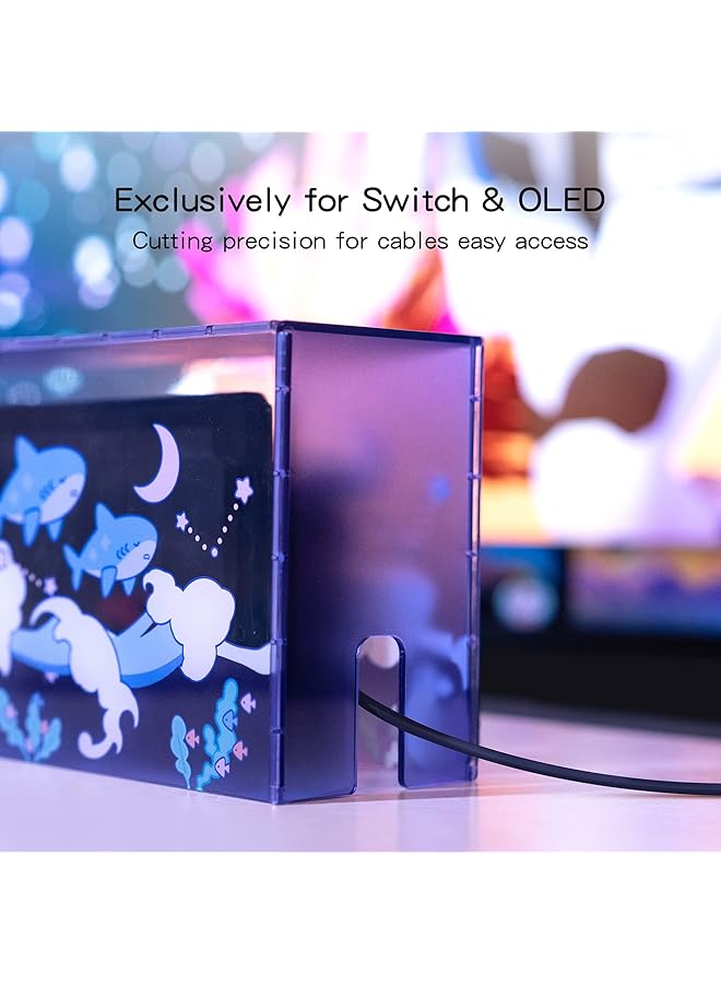 GEEKSHARE Cute Shark Acrylic Clear Dust Display Box Cover For Switch/Oled Dock Assemble Waterproof Cover Case Compatible With Switch/Oled Charging Dock Accessories - Image 4