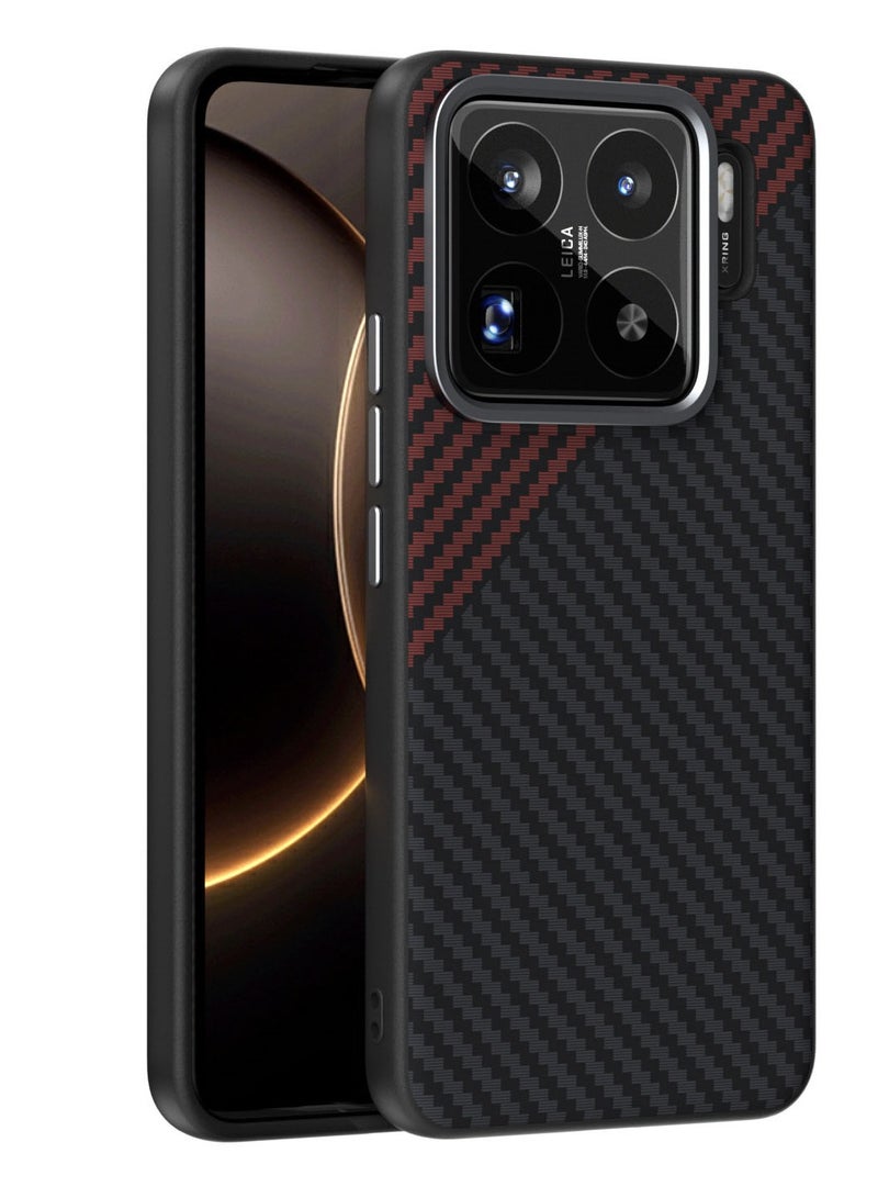 عام غطاء مغناطيسي متوافق مع شاومي 15S برو 5G - نسيج ألياف كربون مقاوم لبصمات الأصابع، غطاء خلفي رقيق جدًا مقاوم للصدمات يدعم الشحن اللاسلكي