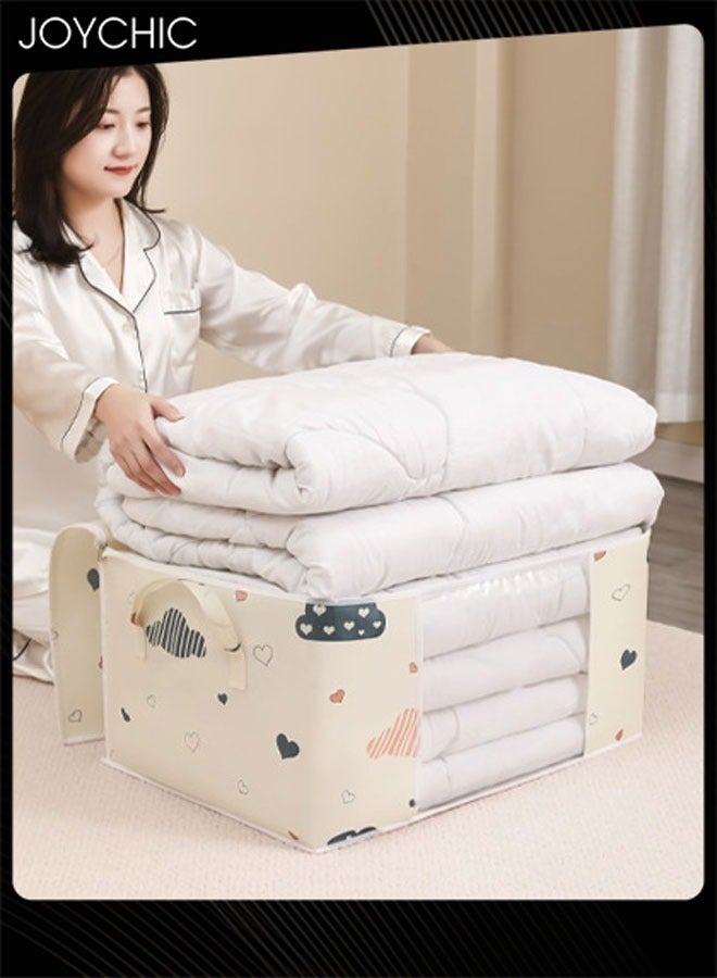 Joychic حقيبة تخزين ملابس متعددة الوظائف مقاومة للغبار والرطوبة بتصميم كرتوني جميل مكونة من قطعتين، حقيبة تخزين ملابس متعددة الوظائف مقاومة للغبار والرطوبة، منظم تعبئة الملابس، لون بيج - Image 3