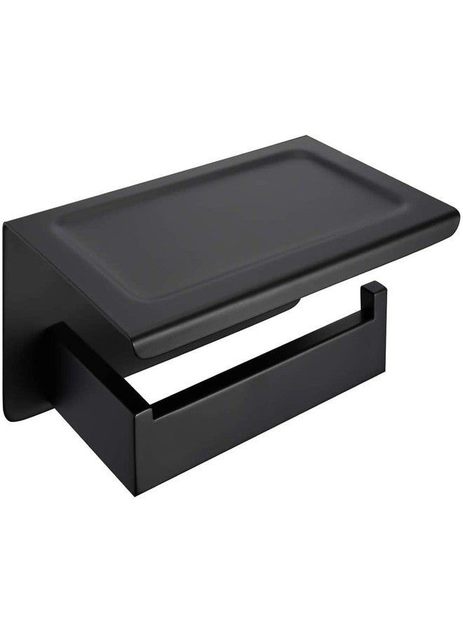 Nolimas Matte Black Toilet Paper Holder with Shelf, SUS304 Stainless Steel Bathroom Square, Modern Anti Rust Wall Mounted Tissue TP Roll Dispenser Plus Cell Mobile Phone Storage Rack - Image 2