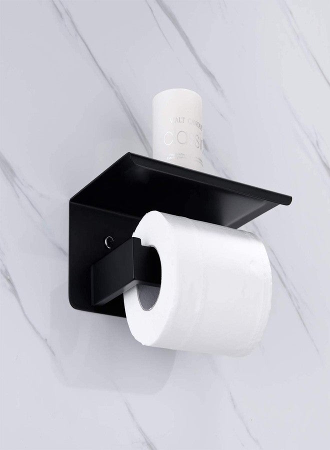 Nolimas Matte Black Toilet Paper Holder with Shelf, SUS304 Stainless Steel Bathroom Square, Modern Anti Rust Wall Mounted Tissue TP Roll Dispenser Plus Cell Mobile Phone Storage Rack - Image 3
