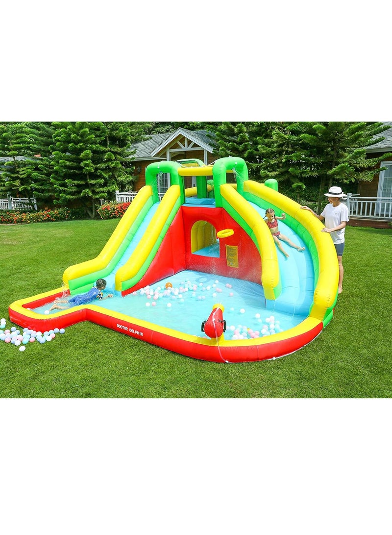 Inflatable Twin Water Slide With Bouncer for Kids Outdoor Play Twin slide with bouncer  - Image 1