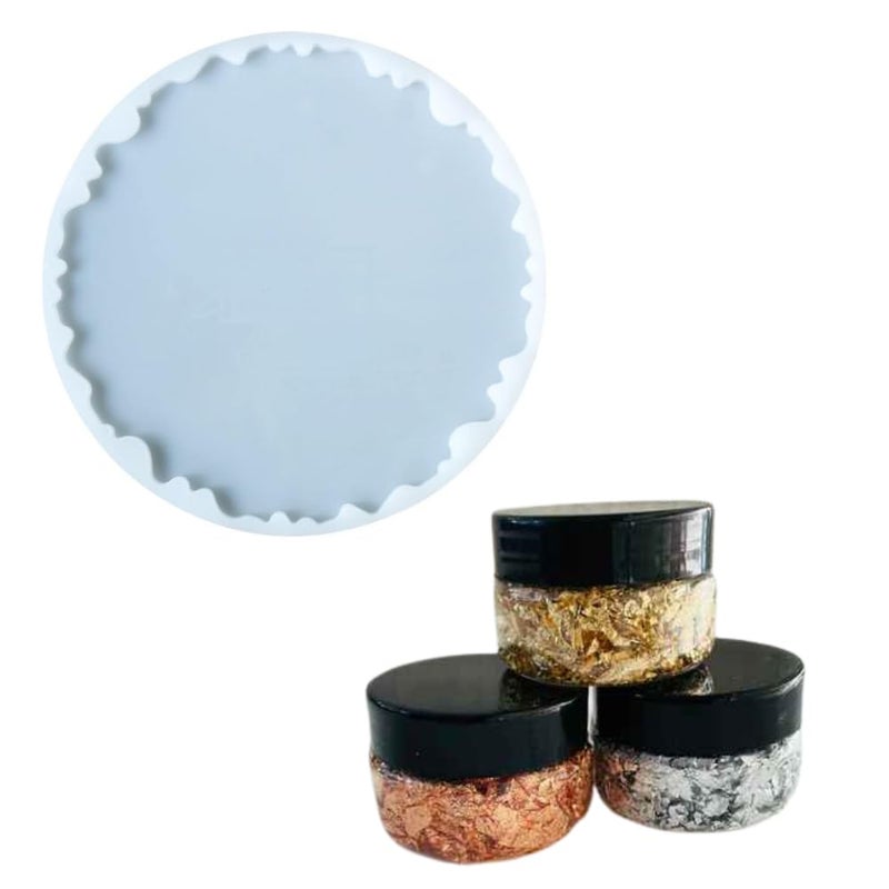 SNOOGG Epoxy Resin Silicone 16inch Agate Geode Mold Comes with Three Flakes Boxes in Gold Silver and Copper Its Perfect for Creating Frames Resin Art Decorations DIY Projects - Image 1