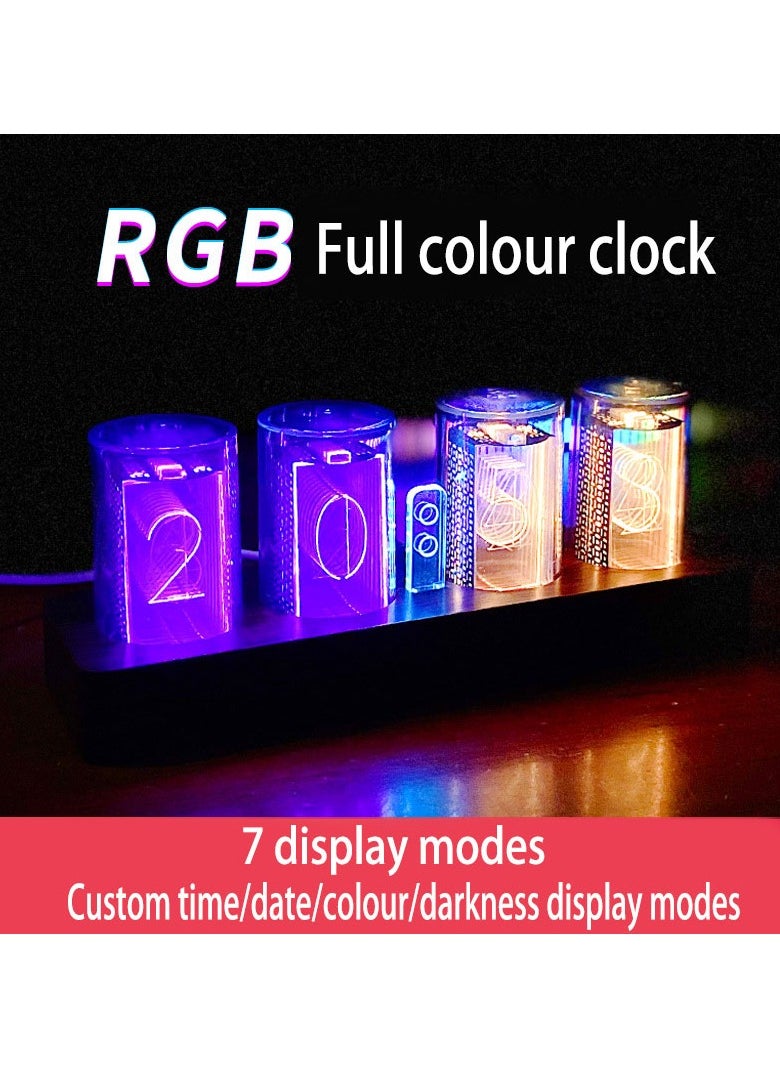 Generic - Dazzling Colour RGB Light Tube Digital Clock Game Room Desktop Decoration DIY Electronic Alarm Clock Seat Clock - Image 1