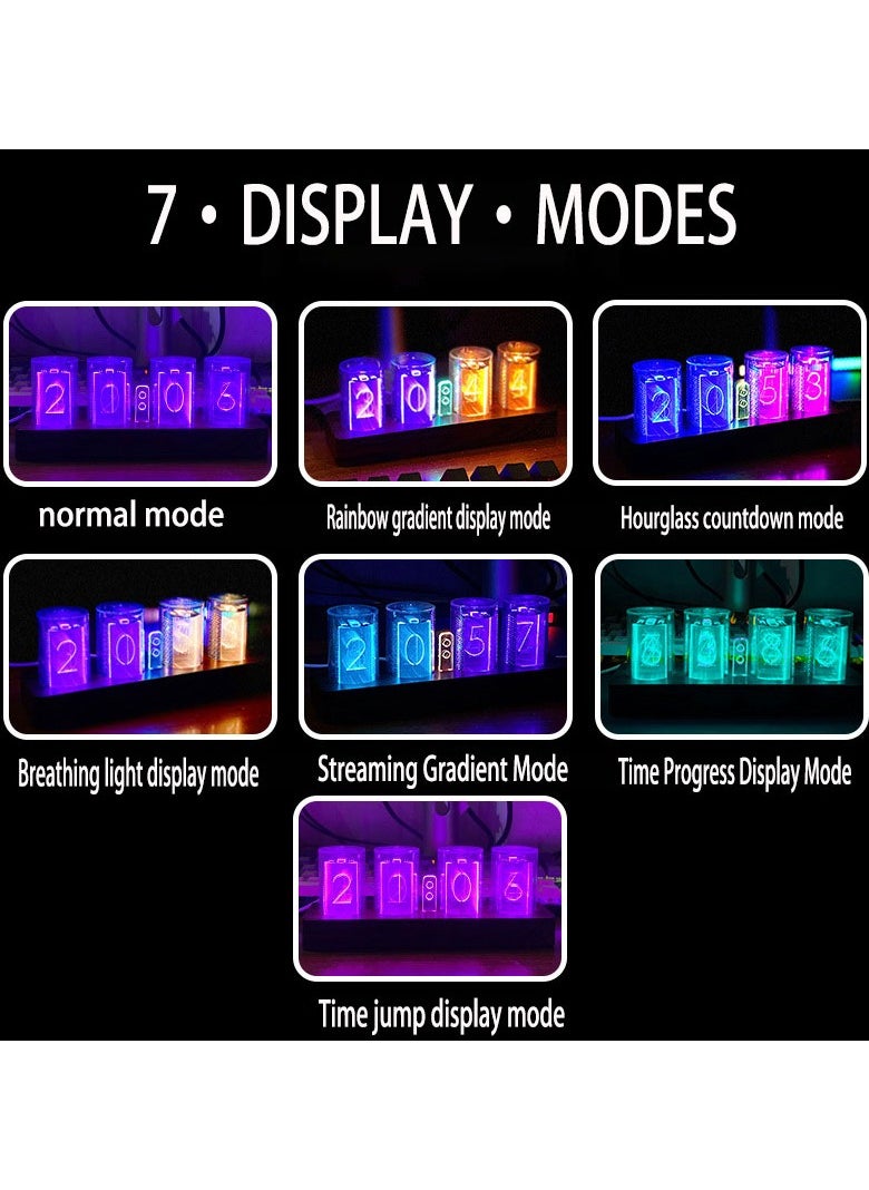 Generic - Dazzling Colour RGB Light Tube Digital Clock Game Room Desktop Decoration DIY Electronic Alarm Clock Seat Clock - Image 1