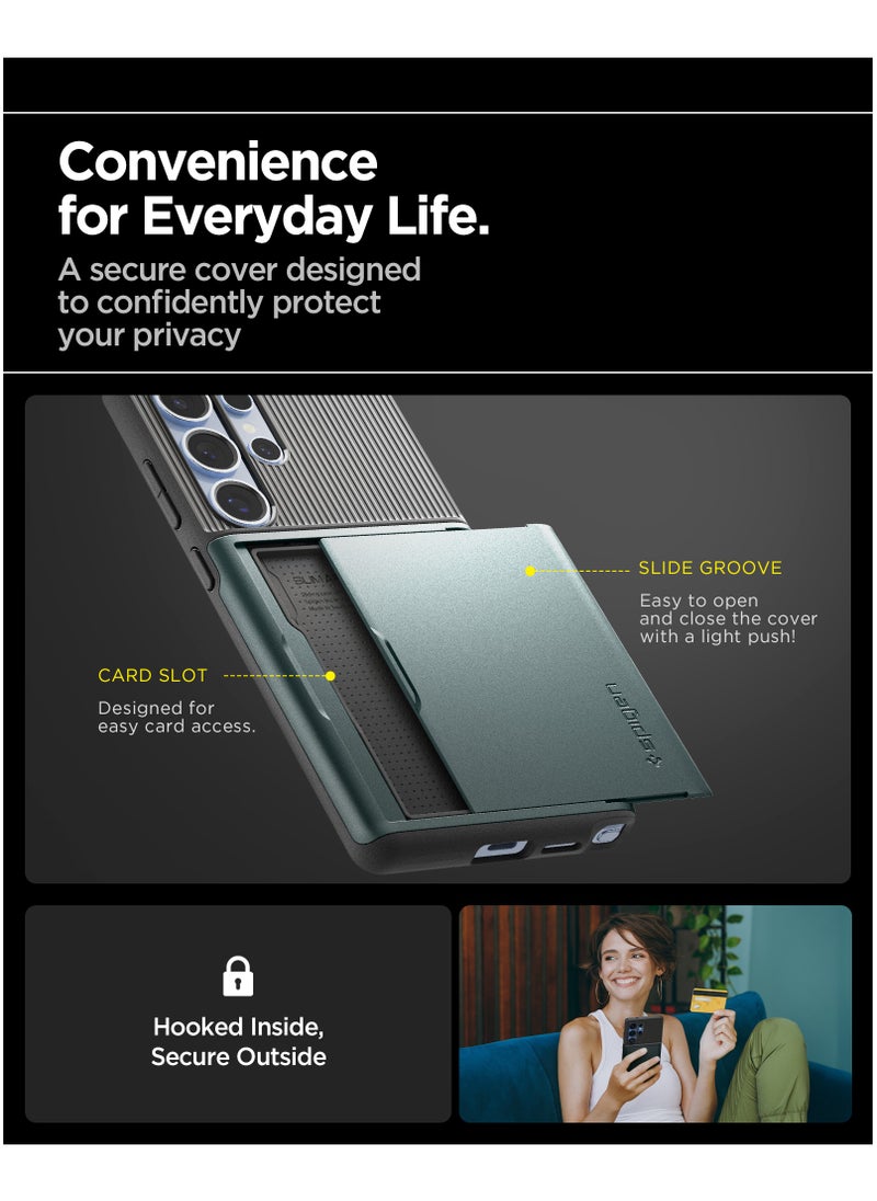 Spigen - Slim Armor CS for Samsung Galaxy S25 ULTRA Case Cover with Card Holder Compartment - Abyss Green - Image 1