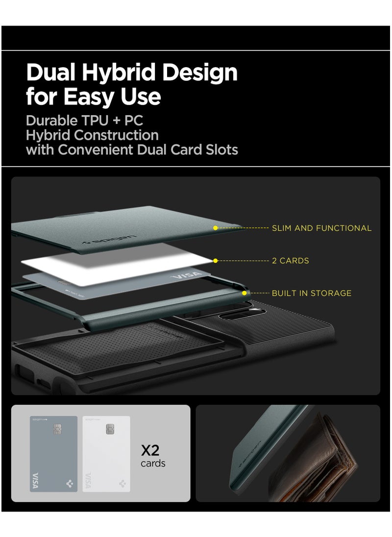 Spigen - Slim Armor CS for Samsung Galaxy S25 ULTRA Case Cover with Card Holder Compartment - Abyss Green - Image 1