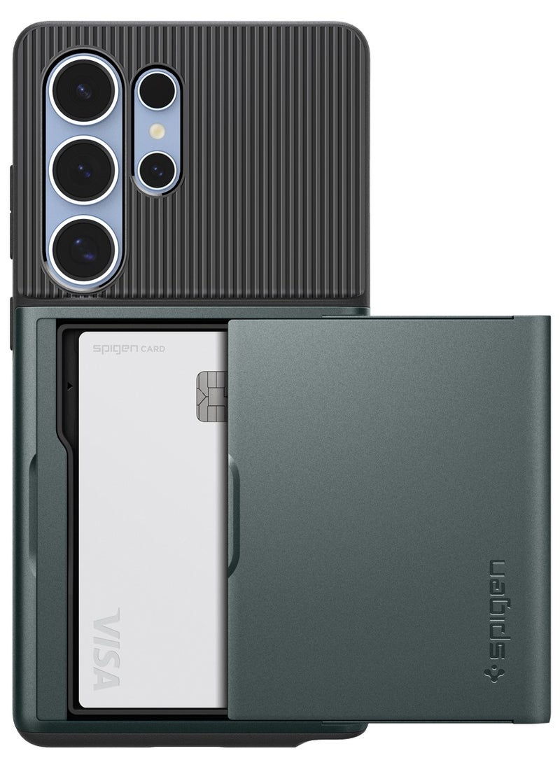 Spigen - Slim Armor CS for Samsung Galaxy S25 ULTRA Case Cover with Card Holder Compartment - Abyss Green - Image 1