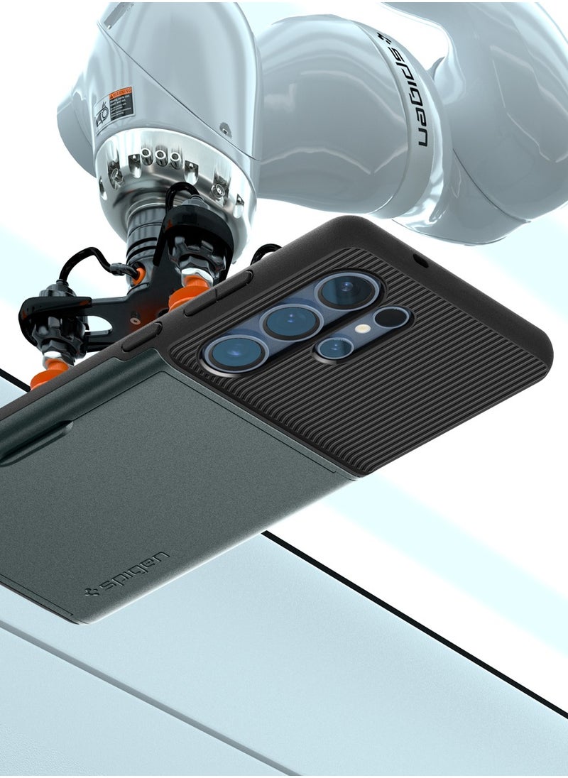 Spigen - Slim Armor CS for Samsung Galaxy S25 ULTRA Case Cover with Card Holder Compartment - Abyss Green - Image 1