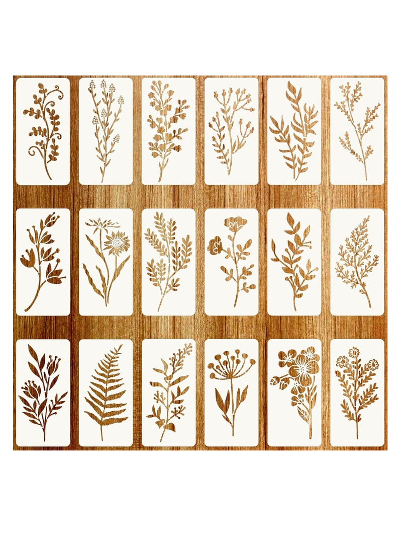 Oasisgalore Reusable Flower Painting Stencils, 18-Pack for Wood, Wall, Gift Boxes, Furniture, Clothing  - Image 1