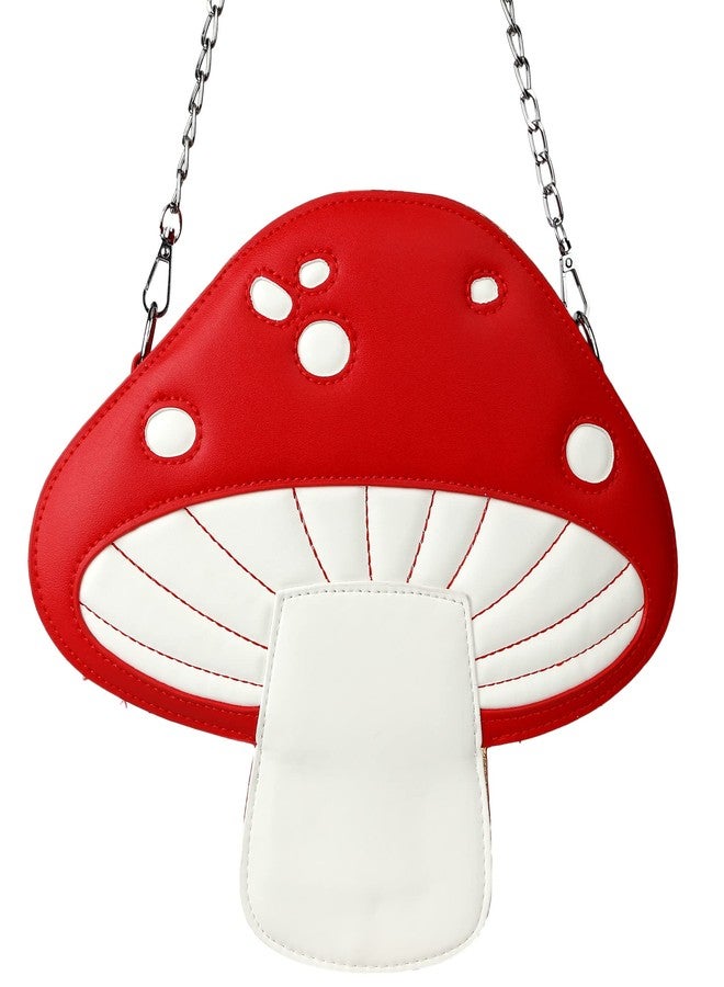 QiMing Mushroom Shoulder Purses,PU Lovely Botany CrossBody Bag for Girl Women(Red) - Image 5