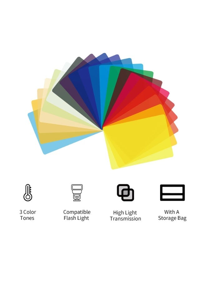 20 Pieces Universal Gels Lighting Filter Kit for Camcorder LED Video Light, 3.74” x 2.56” Transparent Color Correction Lighting Film Plastic Sheets,9.8 * 6.6CM  - Image 2