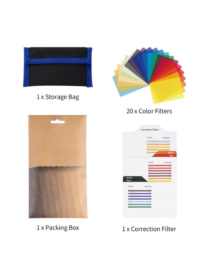 20 Pieces Universal Gels Lighting Filter Kit for Camcorder LED Video Light, 3.74” x 2.56” Transparent Color Correction Lighting Film Plastic Sheets,9.8 * 6.6CM  - Image 5