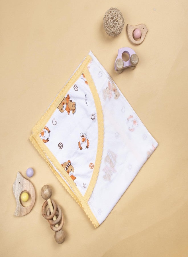 Tinycare Cotton Bath Hooded Towel for New Born, Extra Soft Terry Fabric Printed Towel for Kids/Toddler/Infants 72 x 72cm, Quick Absorbent, Reusable Napkins Bathing Towels (Beige- 1P) 0-12 Months - Image 2