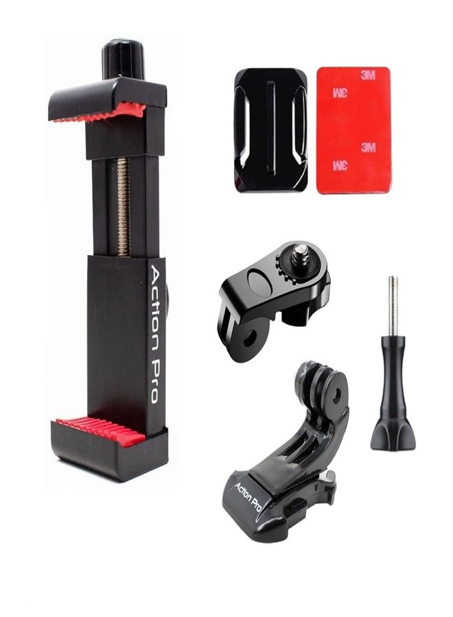 Action Pro Phone Holder Mount Set for Action Cameras & Tripods, Adjustable Mobile Clamp, Compatible with iPhone, Samsung, Google, Vivo, Oppo, Realme & All Smartphones - Image 1