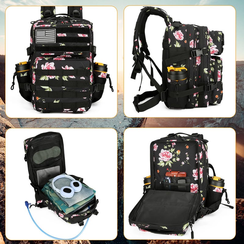 Lovelinks21 25L Tactical Military Backpack Small Travel Rucksack for Men and Women Assault Pack Bug Out Bag Molle Daypack Gym Backpack with Bottle Holder (Peony) - Image 3