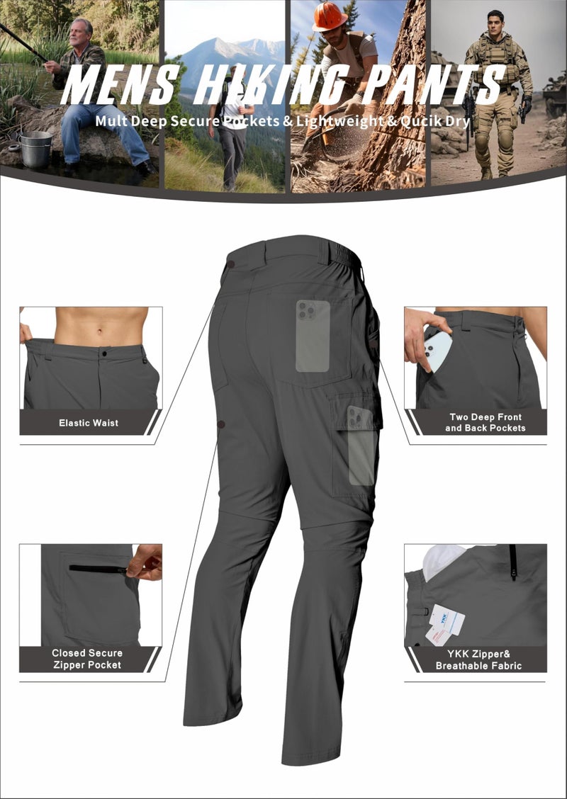 Linlang En Mens Cargo Pants Water Resistant Lightweight Quick Dry Work Pants Travel Fishing Climbing Outdoor Hiking Pants Dark Grey-S-32 - Image 4