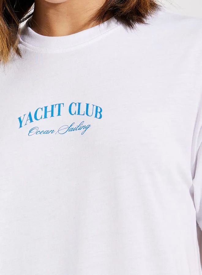 ستايلي Oversized Yacht Club Graphic Short Sleeves T-Shirt