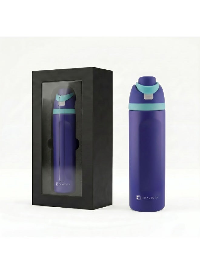 CRAVISTA 24oz Stainless Steel Water Bottle – Double Wall Vacuum Insulated Flask with Spout & Straw, BPA-Free, Leak-Proof Sports Water Bottle for Hot & Cold Drinks (Blue) - Image 1