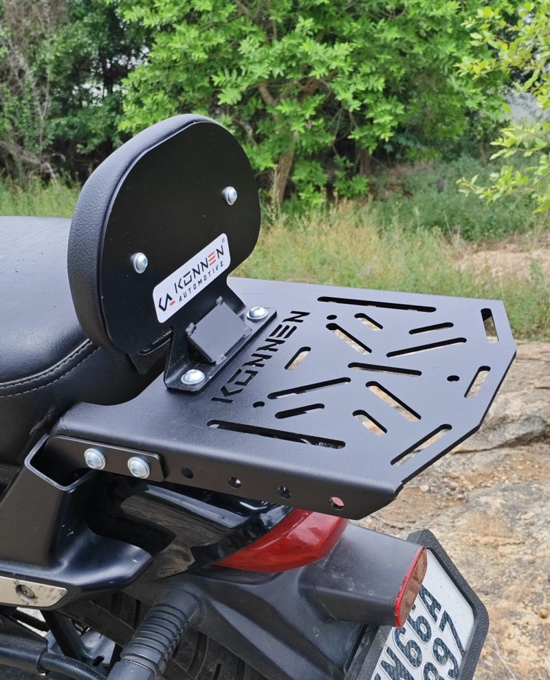 Konnen® Top Rack with Backrest for Bajaj Avenger Street/Cruise (2.0) (Black, Pack of 1) - Image 1