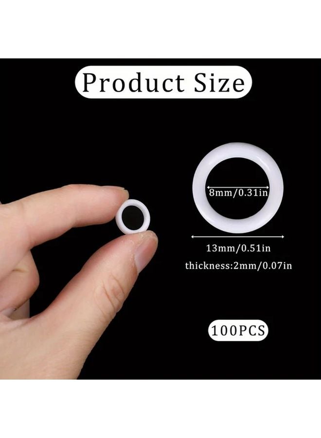 100pcs White Roman Blind Rings Plastic O Rings For Shades Curtain Rod DIY Kit - Image 3