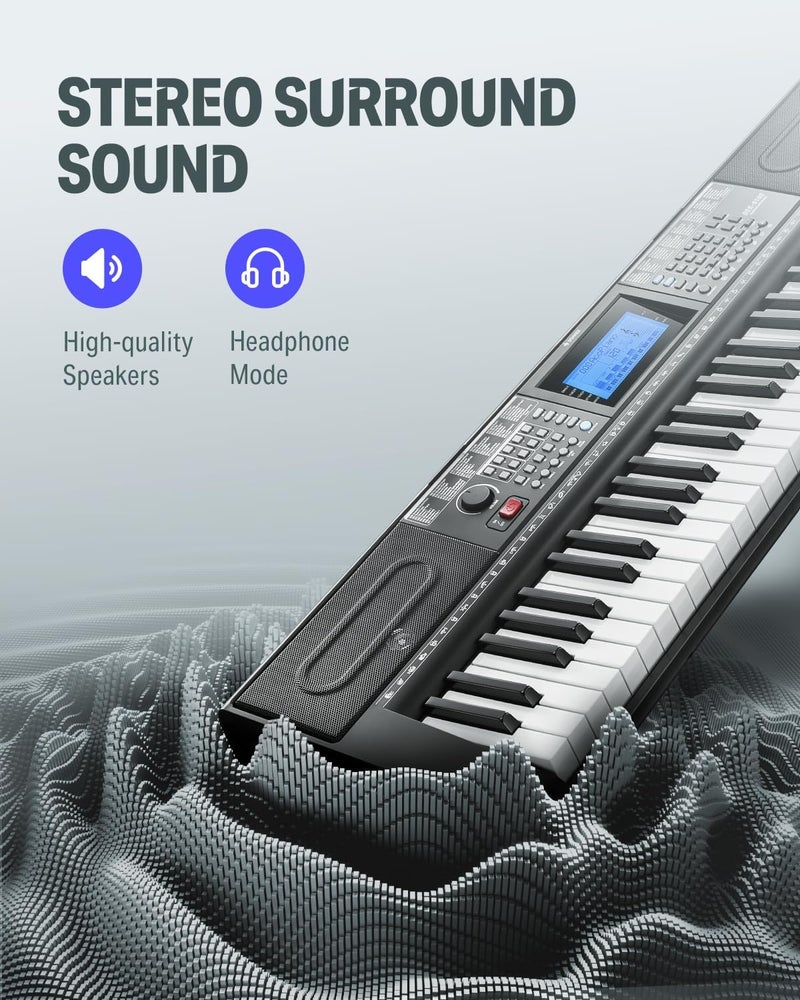 Donner 61-Key Electric Keyboard Piano Kit with Stand, Stool, and Microphone - Ideal for Beginners, Black (DEK-610S) - Image 4