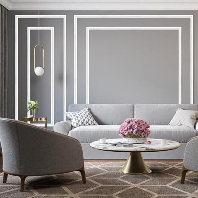 10FT PEEL-AND-STICK WALL MOLDING TRIM, FLEXIBLE SELF-ADHESIVE CHAIR RAIL PANEL MOULDING,WHITE (10FT X 1.6IN) - Image 3