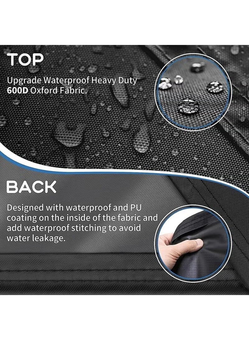 غطاء أثاث الفناء، أغطية طاولة وكراسي خارجية، غطاء مجموعة أثاث حديقة مقاوم للغبار والأشعة فوق البنفسجية، أغطية أثاث من قماش أوكسفورد ثقيل، 250x200x80 سم أسود - Image 2