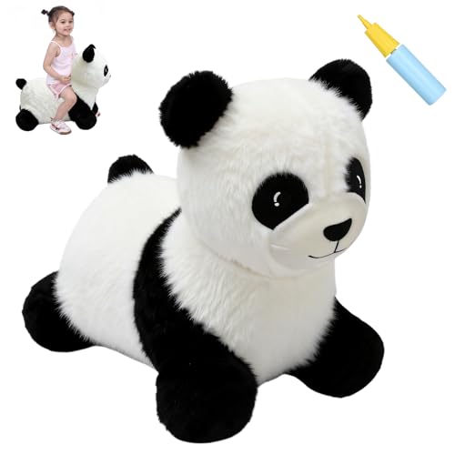 INPANY Bouncy Horse Panda Hopper Toys Toddler Plush Bouncing Animal Kid Inflatable Ride on Rubber Bouncer Outdoor Cool Birthday Gift for 2 3 4 Yr Boy Girl - Image 1