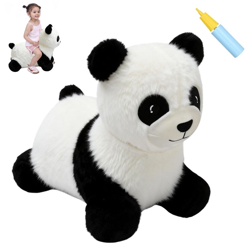 INPANY Bouncy Horse Panda Hopper Toys Toddler Plush Bouncing Animal Kid Inflatable Ride on Rubber Bouncer Outdoor Cool Birthday Gift for 2 3 4 Yr Boy Girl - Image 3