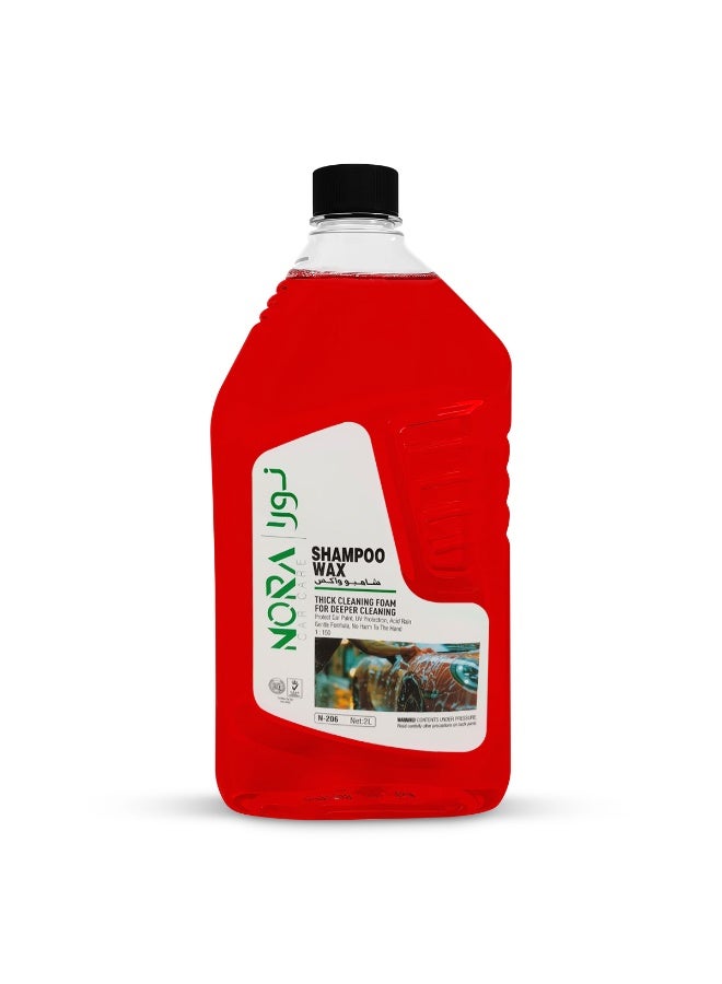 NORA 2L Car Shampoo Wax Red - Premium Thick Cleaning Foam for Deep Cleaning, Boosts Wax Protection & Shine, pH Balanced Formula, Safe on Car Exterior, Tyres, Plastic, and Vinyl Parts - Compatible with Bucket & Machine Wash - Image 1
