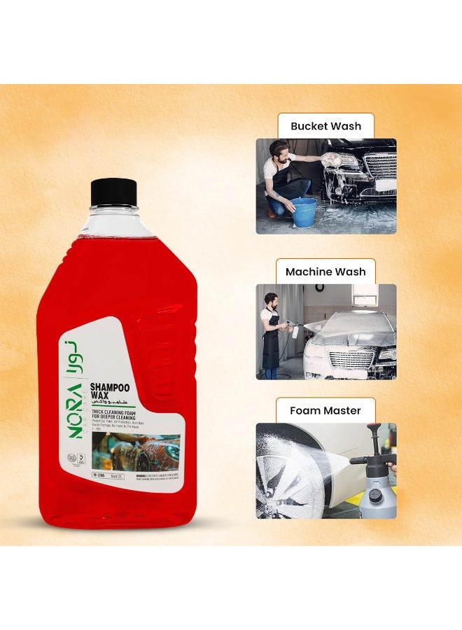 NORA 2L Car Shampoo Wax Red - Premium Thick Cleaning Foam for Deep Cleaning, Boosts Wax Protection & Shine, pH Balanced Formula, Safe on Car Exterior, Tyres, Plastic, and Vinyl Parts - Compatible with Bucket & Machine Wash - Image 3
