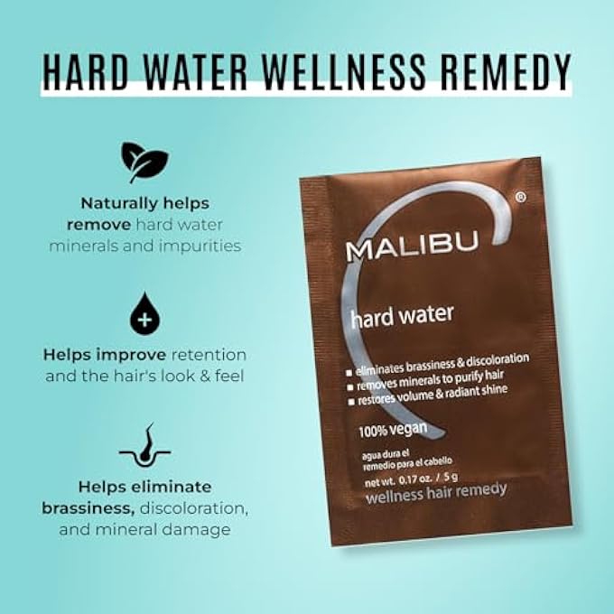 Malibu C HARD WATER WELLNESS HAIR REMEDY REMOVES HARD WATER DEPOSITS & IMPURITIES WITH VITAMIN C COMPLEX FOR SHINE & VIBRANCY, 5G SACHETS, 12 COUNT - Image 2