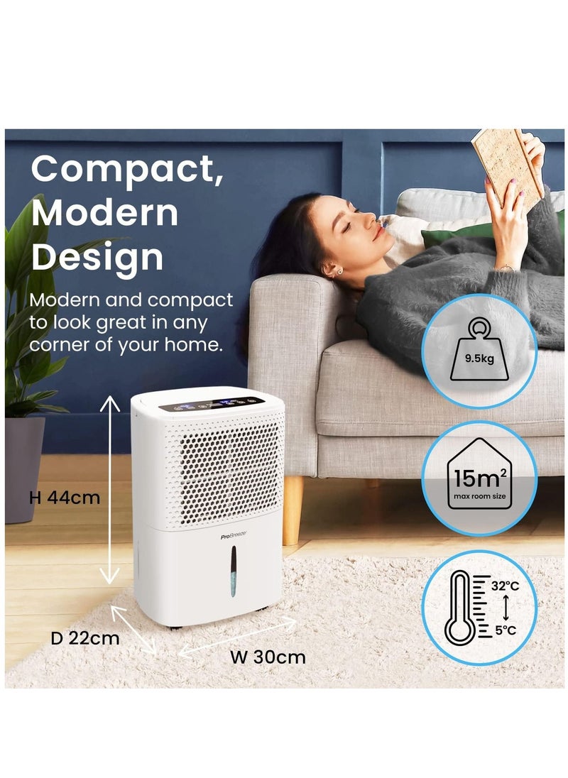 Pro Breeze - 12L/Day Dehumidifier with Digital Humidity Display, Sleep Mode, Continuous Drainage, Laundry Drying and 24 Hour Timer - Ideal for Damp and Condensation, Quiet Mark Certified - Image 1