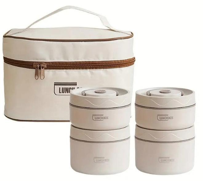 جولدن أروز مجموعة صناديق الغداء، صندوق غداء كبير السعة من الفولاذ المقاوم للصدأ مع حقيبة غداء، صندوق حراري محمول، للمدرسة والتخييم والعمل، منظمو وتخزين المطبخ، إكسسوارات المطبخ - Image 1