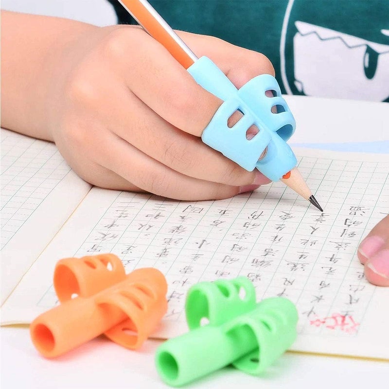 AIMERS Pencil Grip Set for Kids - Handwriting Aid & Posture Correction Tool for Toddlers, Preschoolers & Children, Soft Ergonomic Grip for Writing, Pencil Holder for Handwriting Improvement - 3pcs - Image 2