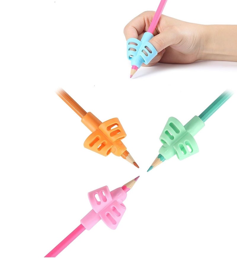AIMERS Pencil Grip Set for Kids - Handwriting Aid & Posture Correction Tool for Toddlers, Preschoolers & Children, Soft Ergonomic Grip for Writing, Pencil Holder for Handwriting Improvement - 3pcs - Image 1