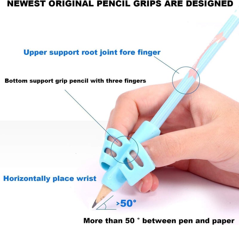 AIMERS Pencil Grip Set for Kids - Handwriting Aid & Posture Correction Tool for Toddlers, Preschoolers & Children, Soft Ergonomic Grip for Writing, Pencil Holder for Handwriting Improvement - 3pcs - Image 4