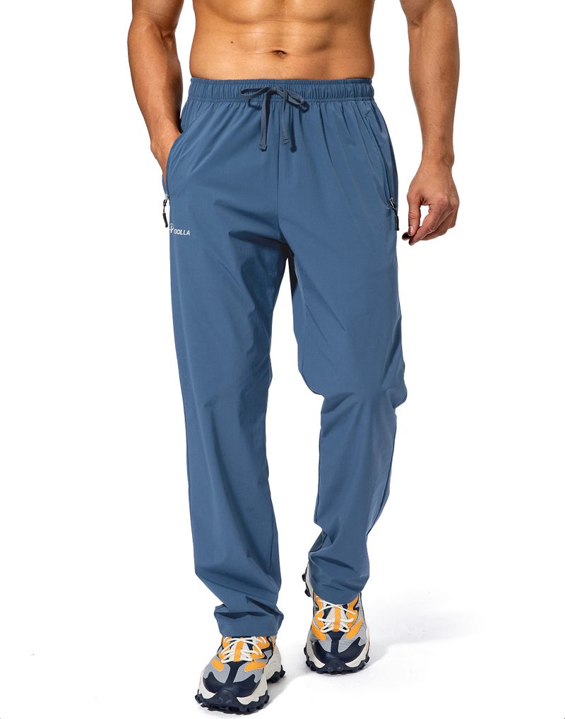 Pudolla Men's Workout Athletic Pants Elastic Waist Jogging Running Pants for Men with Zipper Pockets(Lonys Blue Medium) - Image 1