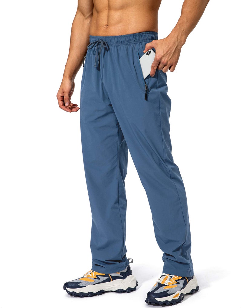 Pudolla Men's Workout Athletic Pants Elastic Waist Jogging Running Pants for Men with Zipper Pockets(Lonys Blue Medium) - Image 2