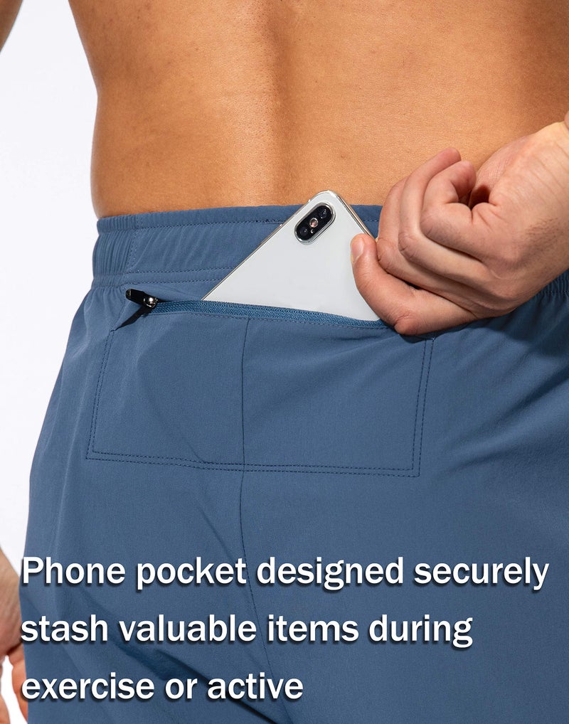 Pudolla Men's Workout Athletic Pants Elastic Waist Jogging Running Pants for Men with Zipper Pockets(Lonys Blue Medium) - Image 4