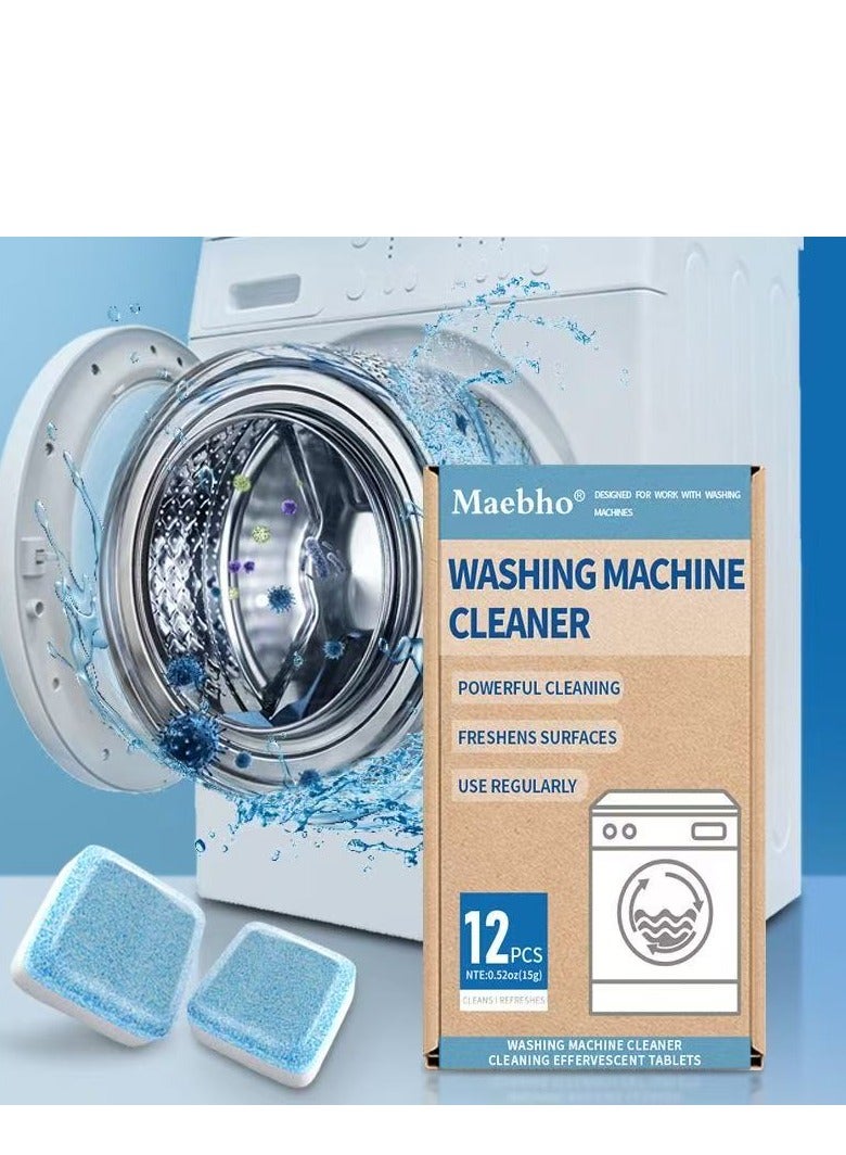 Maebho Washing Machine Cleaner Tablets, Deep Clean Front Loader & Top Load Washer, 12 Pcs Professional Grade Washer Machine Cleaner Deodorizer for Removing Build-up - Image 1