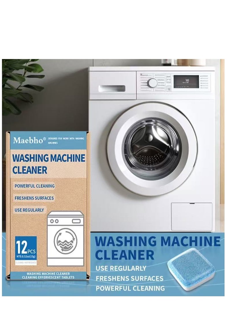 Maebho Washing Machine Cleaner Tablets, Deep Clean Front Loader & Top Load Washer, 12 Pcs Professional Grade Washer Machine Cleaner Deodorizer for Removing Build-up - Image 2