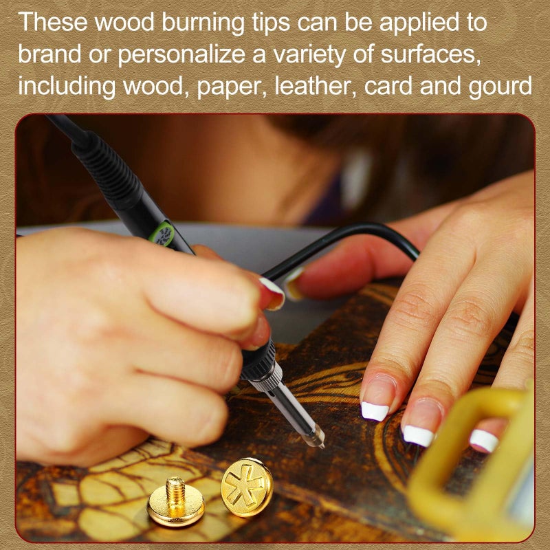 Lothee 43 Pcs Wood Burning Tips Kit, Wood Burning Letters Numbers Alphabet Stamps Stencils Templates for Embossing Branding Crafts Personalization Tools Gift for Dad(Different Shape) - Image 5