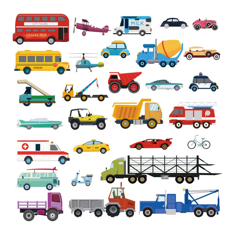 decalmile Cars Wall Stickers Transports Kids Room Wall Decor Peel and Stick Wall Decals for Boys Childrens Room Nursery Bedroom Classroom