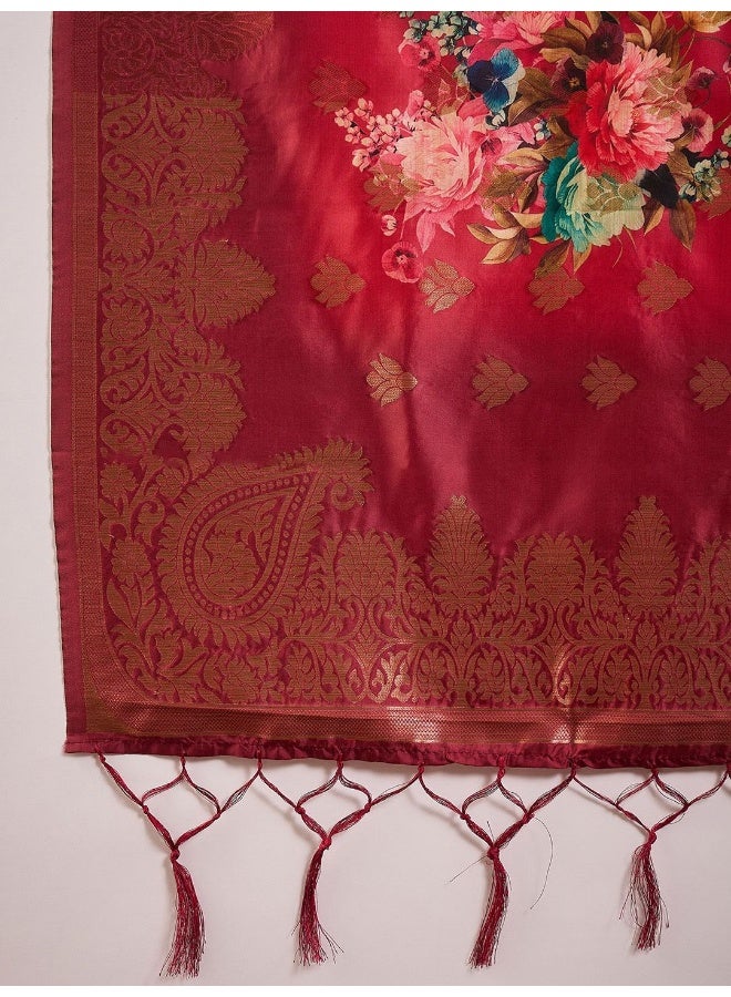 AKS Beige Kurta Set With Contrast Dupatta - Image 5