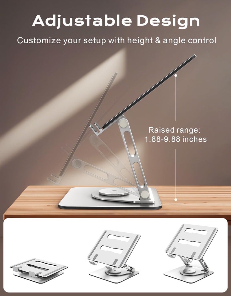 RIWUCT 360Â° Rotatable Laptop Stand for Desk Adjustable Height, Ergonomic Laptop Riser Holder with Dual-bar Support, Portable Computer Notebook Stand for MacBook Air Pro, Dell XPS, HP (10-16") - Image 5