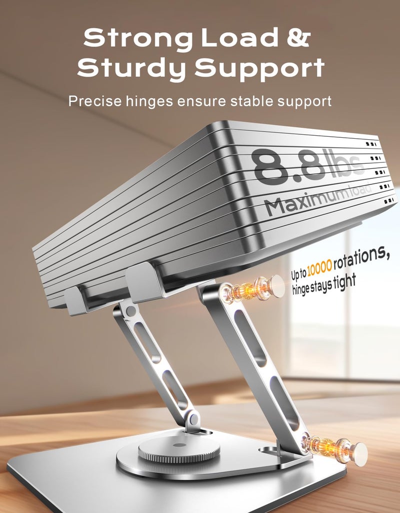 RIWUCT 360Â° Rotatable Laptop Stand for Desk Adjustable Height, Ergonomic Laptop Riser Holder with Dual-bar Support, Portable Computer Notebook Stand for MacBook Air Pro, Dell XPS, HP (10-16") - Image 4